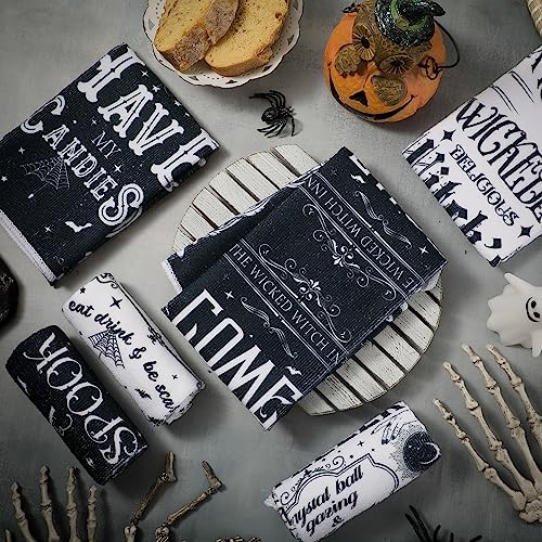 Exquisite Halloween Kitchen Towels Set - Ghost & Witch Design, 6 Pcs
