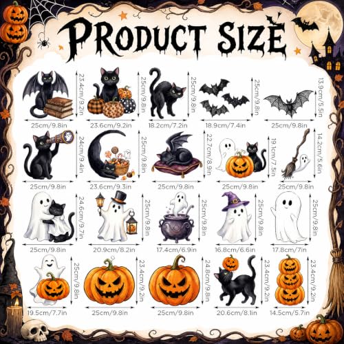 Halloween Garage Door Magnets Set - 20 Cute Ghost Black Cat Pumpkins Decorations