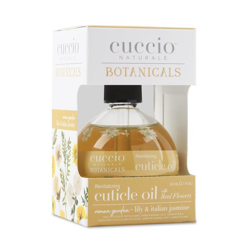Cuccio Botanicals Revitalizing Cuticle Oil – Roman Garden (Lily & Italian Jasmine Scent) – Infused with Real Flowers & Natural Oils for Deep Hydration, Non-Greasy Spa Experience, 2.1 oz