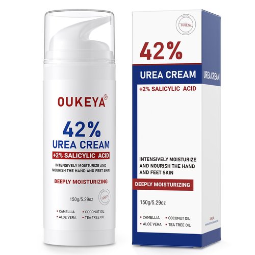 OUKEYA Urea Cream with Salicylic Acid for Dry, Rough Skin – Moisturiser for Feet, Heels, Hands & Elbows, 5.29 Oz