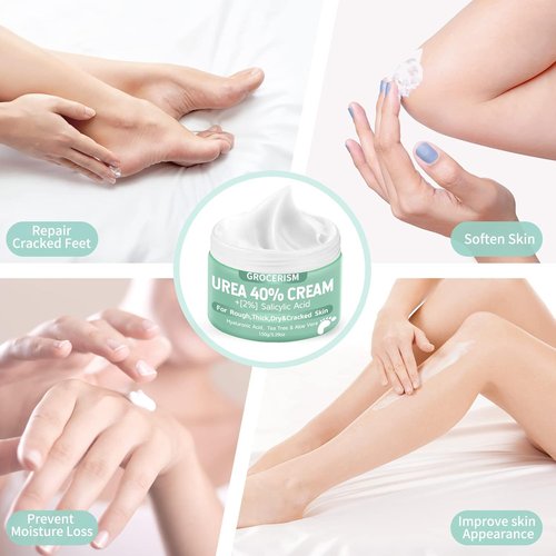 Grocerism Urea Cream 40% - Maximum Strength Foot & Hand Cream with Salicylic Acid | 5.29 oz for Deep Moisturization & Callus Removal