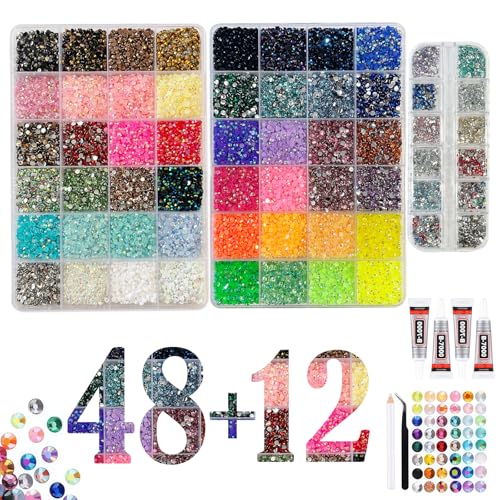 49000PCS Jewelry Rhinestones Kit Flatback Gems for Crafts & DIY Projects
