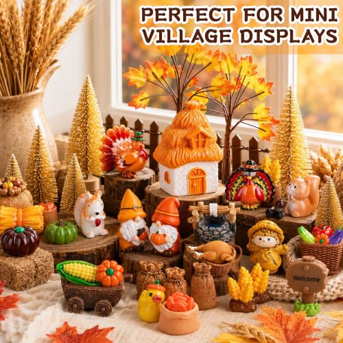 QAUYETM 82PCS Fall Village Accessories Set Autumn Miniature Figurines