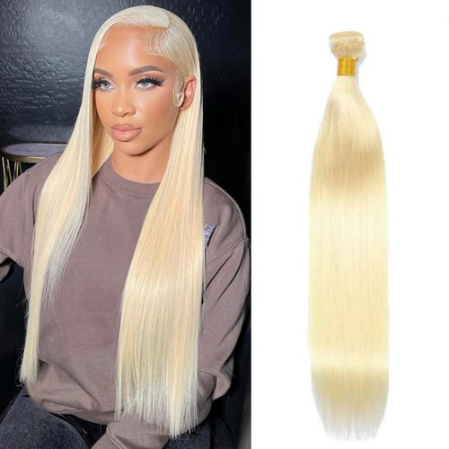 613 Straight Human Hair 16 Inch 100g/Pack 12A Unprocessed Myanmar Blonde One Bundle Double Weft Quick Wave Extensions for Women