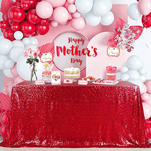 Red Sequin Tablecloth 90x132 Inch Rectangular Glitter Party Table Cover
