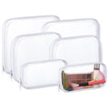 Hoolerry 6 Pcs Hard Clear Zipper Case Transparent Zipper Hard Pouch for Snacks Makeup Bag Plastic Cosmetic Bag Portable Travel Organizer for Makeup Storage(White,Big,Medium,Small)