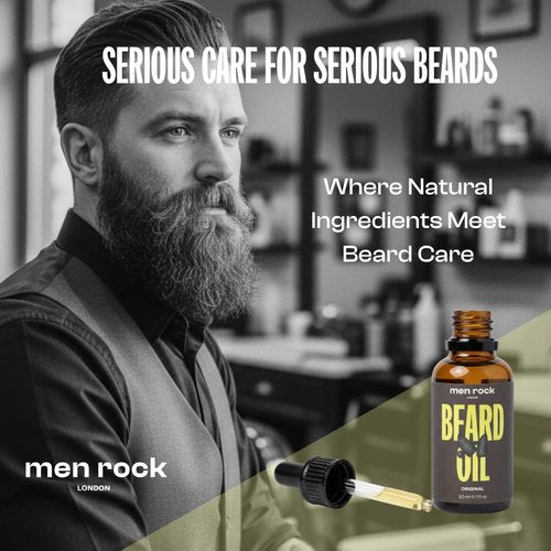 Men Rock Beard Oil - Original Grapeseed & Vitamin E Formula - 1 oz Facial Hair Conditioner