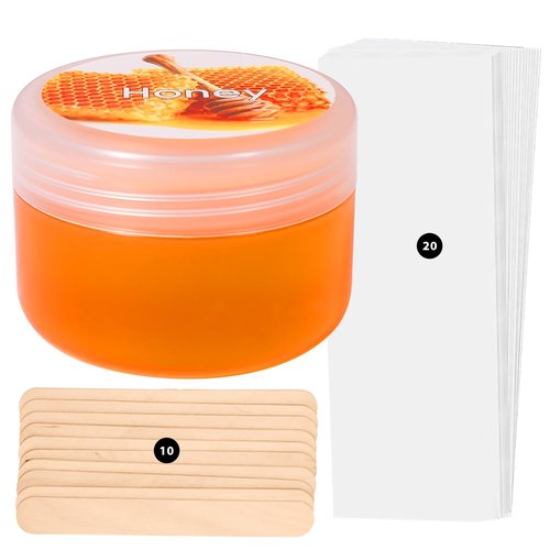 Sugar Wax Kit Suagring Kit: 150g/5.3oz Organic Sugaring Paste for Body Arm Leg Hair Removal - Includes 10 Wax Sticks & 20 Strips