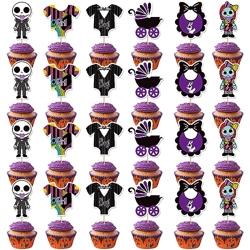 24PCS Halloween Night Before Christmas Cupcake Toppers Cake Decorations
