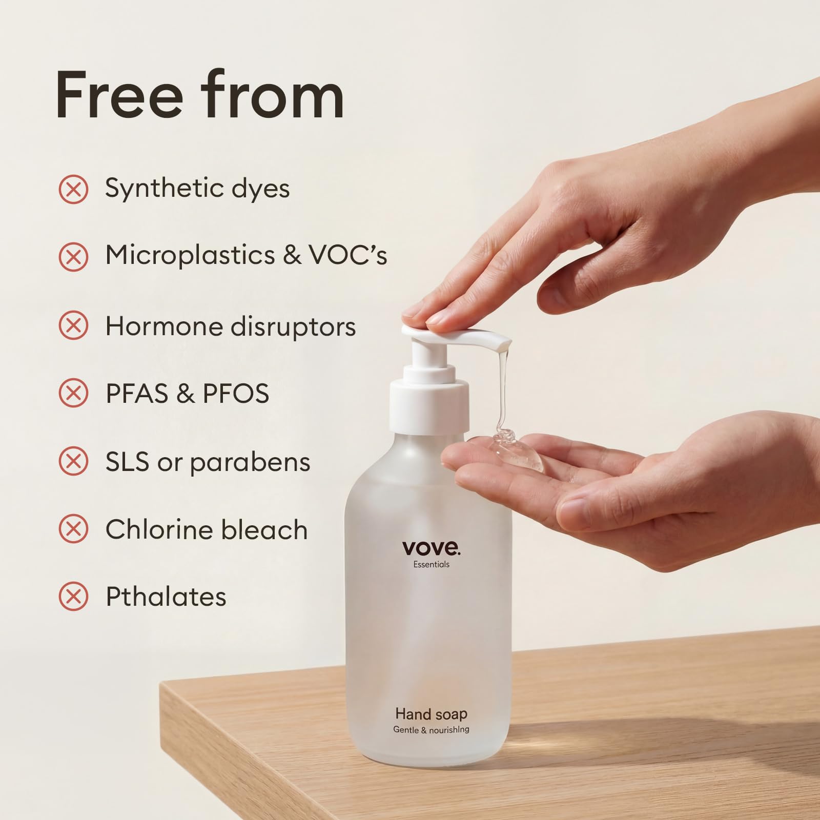 Vove Hand Soap Starter Set with Refillable Light Glass Pump Bottle & 3 Refills, Mandarin Geranium & Cedarwood, Powder-to-Gel with Aloe Vera & Cactus Extract, Plant-Based Formula, Plastic-Free