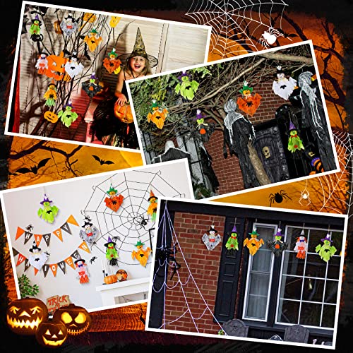 Halloween Hanging Ghost and Pumpkin Decorations, Set of 9 - Spooky Tree Decor