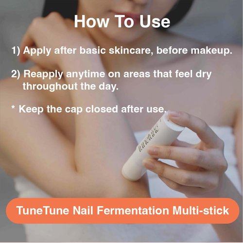 TuneTune Nail Fermentation Multi Stick | Herbal Fermented Nail Balm | Deep Nourishment & Hydration | Vegan Certified Natural Nail Care | For Dry or Rough Nails | Compact & Travel-Friendly | 10g