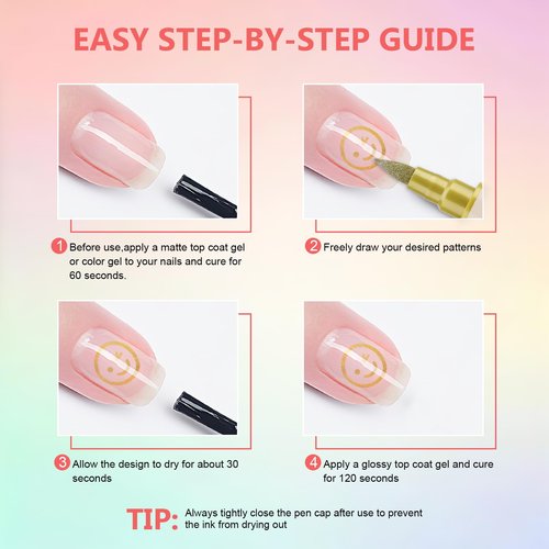 24 Colors Nail Art Pens Set, 3D Nail Polish Pens Quick-Drying Acrylic Paint Markers,For Nail Art Drawing Painting Nail Point Dotting Liner Pen, Nail Design Kit Manicure Tools Home & Salon DIY