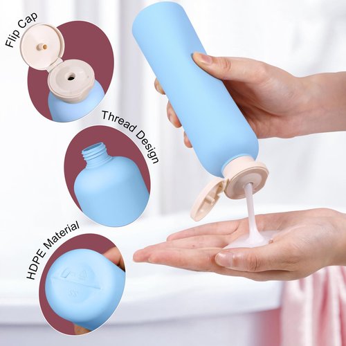 UMETASS Travel Shampoo Bottle, Empty Plastic Squeeze Bottles 8.8oz with Flip Cap, Lotion Container for Toiletries Travel Size Shampoo and Conditioner