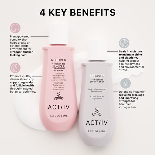 ACTIIV Recover Travel Duo For Women - Plant-Based Hair Care for Fuller, Healthier-Looking Hair | Color-Safe & Vegan