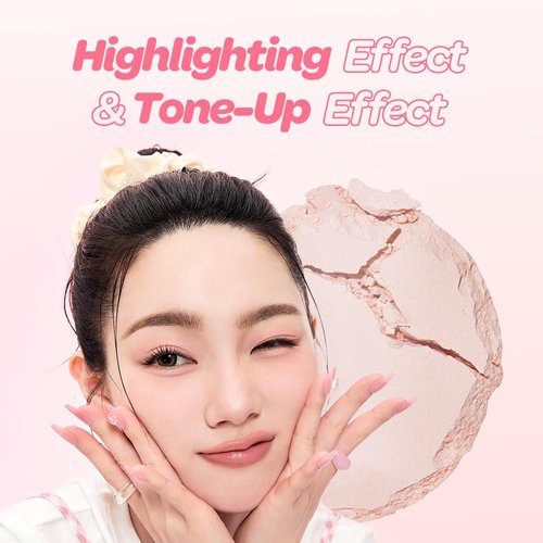 I'M MEME Compact - Tone-Up Pact | Korean Pressed Setting Powder for Translucent Finish, 0.35 Oz