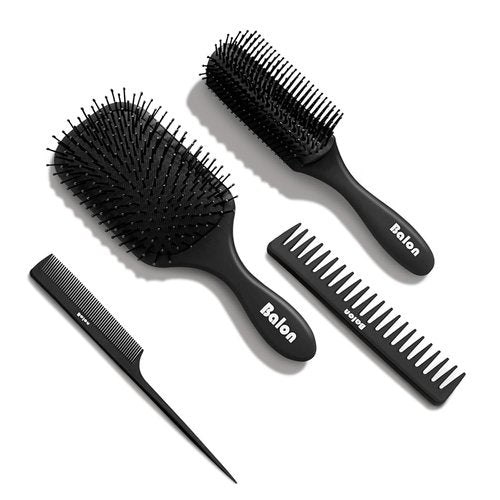 Balon Hair Brush Set - 4Pcs Detangling Paddle Brushes for All Hair Types | Wet & Dry Use