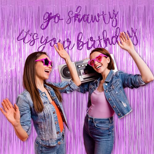 Light Purple Tinsel Backdrop 8ft 2 Pack - Metallic Party Decoration & Photo Booth