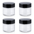 2oz Jars with Lids, HOA Kinh 4 Pack Clear Glass Jars Empty Cosmetic Containers Round Airtight Glass Jar with Inner Liners and black Lids for Storing Lotions, Powders, and Ointmentss