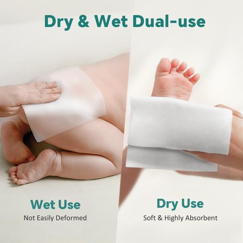 Disposable Face Towels - 100% Cotton Facial Tissues for Dry and Wet Use, Biodegradable Wipes for Makeup Removal and Skin Cleansing, Suitable for Adults and Babies (100 Count, Pack of 6)