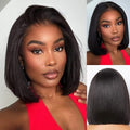 MUXFILLA 10 Inch Bob Wig Human Hair 13x4 HD Lace Front Wigs Pre Plucked Short Straight Lace Frontal for Black Women 180% Density Glueless, Nature Black