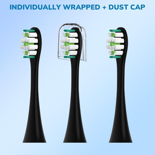 Philips Sonicare Replacement Toothbrush Heads - 8 Pack Soft Gentle Bristles for Click-On Electric Toothbrushes | Black