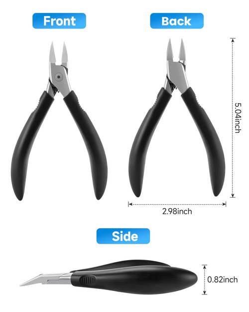 Tisojpod Nail Clippers,Toenail Clipper for Ingrown or Thick Toe Nails,Fingernail Clipper for Men Women Seniors with Stainless Steel Straight Blade Soft Handle Nail Cutter Black