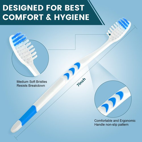Navona 600 PCS Premium Toothbrushes Bulk, Individually Wrapped Toothbrushes, Disposable Toothbrush, Medium Soft Bristle Bulk Toothbrushe for Travel Hotel Donation, Ergonomics Handle