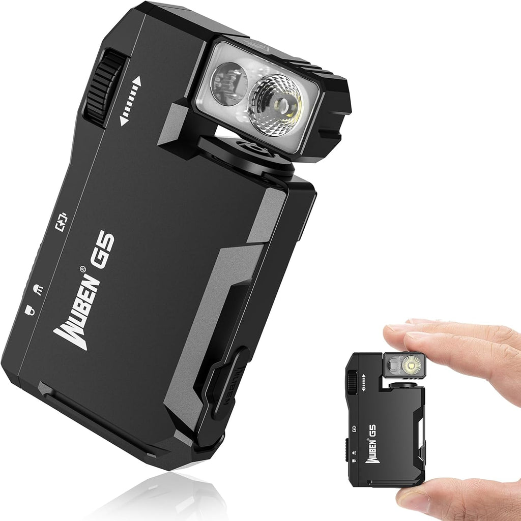WUBEN G5 Rechargeable EDC Flashlight - 400 Lumens Mini Flashlight with RGB Light | Portable Keychain for Emergencies (Black)
