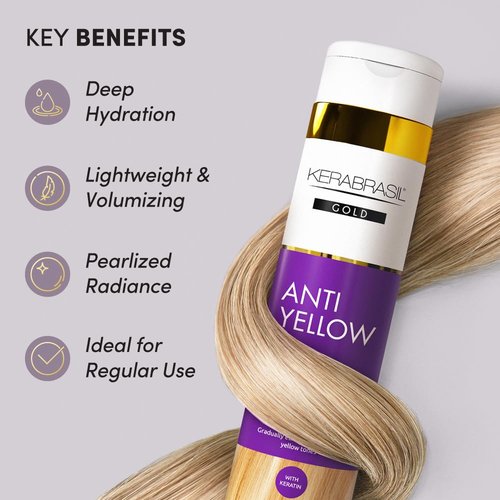 Antiyellow Conditioner - Neutralizes Brassy Tones & Enhances Cool Blonde - Deep Hydration for Color-Treated Hair