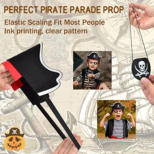 Pirate Costume Accessories Set - 72 Pcs Pirate Hats & Eye Patches - Kids & Adults, Party & Halloween