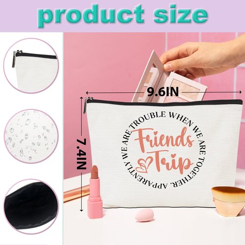 5 Pcs Girls Trip Gifts Girls Weekend 2026 Makeup Bag Friends Trip Gifts Favors Summer Gifts Cosmetic Bag Toiletry Bag Zipper Pouch Weekender Bags for Women Girl Friendship Bachelorette Party Birthday