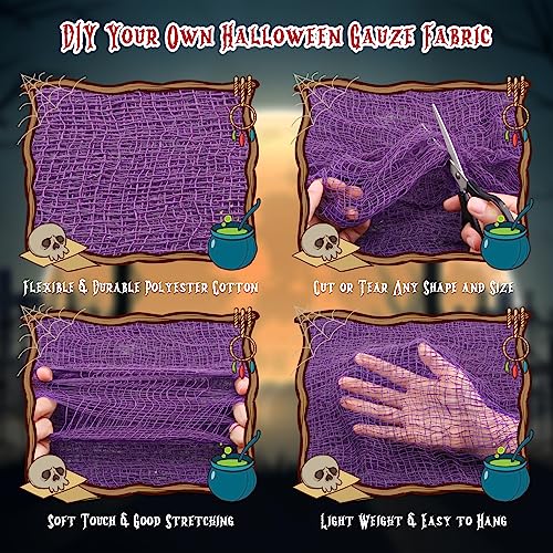 Halloween Creepy Cloth 6 Pack - Black, Purple, White Outdoor Fabric Yard Decor