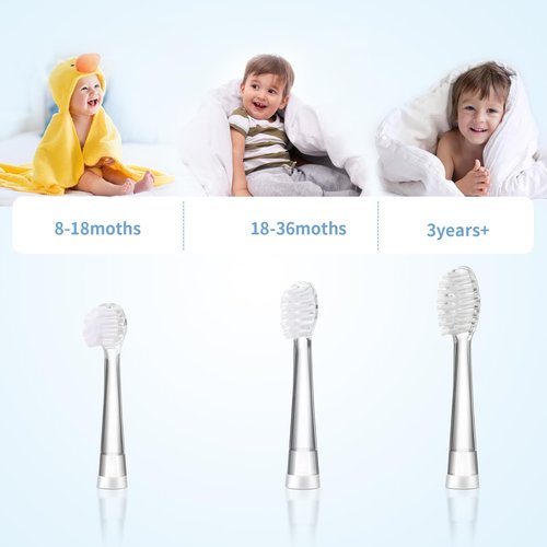 KOPBTBOY Kids Toothbrush Replacement Heads Compatible with Seago SG-513/SG-977/EK6, Compatible with Dada-Tech-BB1/977/K6,Compatible with Brush-Baby WildOnes/KIDZSONIC(18-36 Month)