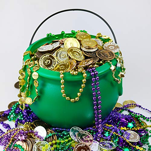 Green Cauldron Pot for St. Patrick's Day & Party Decorations - 8 Inch Plastic