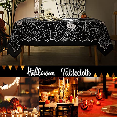 Halloween Rectangle Tablecloth 60x84 Inch Spider Web Black Waterproof Washable Decor Variation of THIS listing