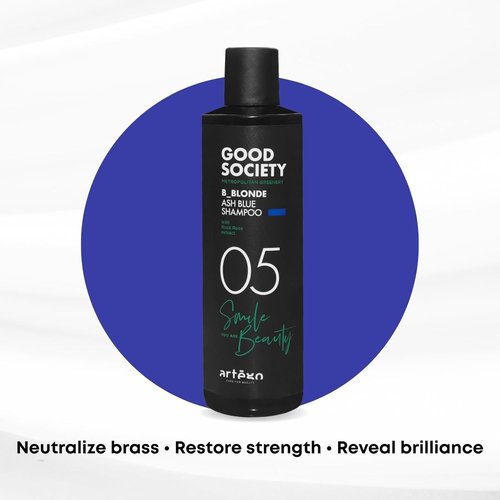 Artègo Good Society B_Blonde Ash Blue Shampoo - Tone Neutralizing for Blonde & Bleached Hair (8.5 oz)