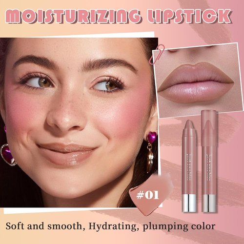 Nuetral Nude Hydrating Cream Lipstick - Smooth Moisturizing Lip Crayon for Ombre Shades | Natural Nude Color