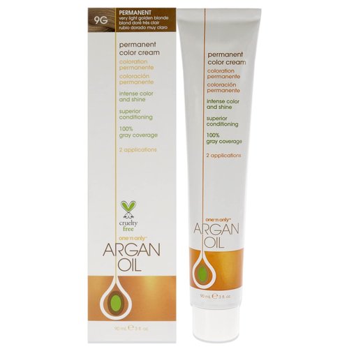 One N' Only Permanent Hair Color - Argan Oil Infused Permanent Hair Dye for Rich Tones - 9G Very Light Golden Blonde (3 oz)