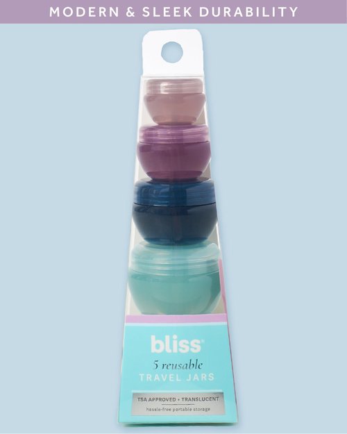 Bliss Travel Containers - 5 Pack Leak Proof Tapered Jar Set with Lid and Spatula - Small Travel Size Containers for Creams Lotions Skincare, Size Onesize, Multi