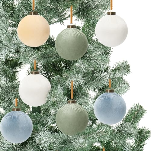 12 Pack Velvet Christmas Ornaments Balls - Large 4 Inch Morandi Flocked Holiday Decor