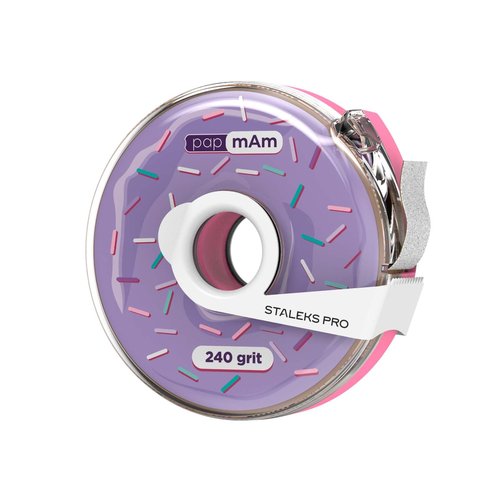 Staleks Pro Disposable White Abrasive Tape papmAm Expert – 240 Grit – 7m Roll in Plastic Case – Glueless Replaceable Abrasive – Professional Nail Polishing – Manicure & Pedicure