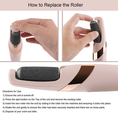 10 Pcs Replacement Roller Refills Compatible with Finishing Touch Flawless Pedi Electric Tool File Include a Cleaning Brush