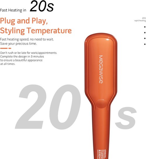 MEGAWISE Hair Straightener Brush Series (Vibrant Orange)