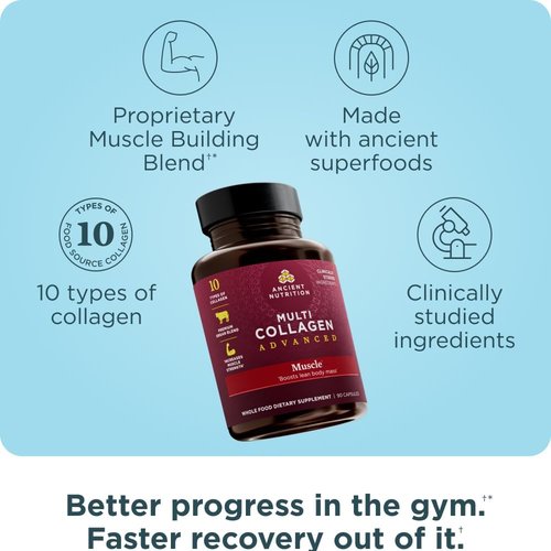 Ancient Nutrition Multi Collagen Protein Capsules - Support Muscle Health | 90 Count