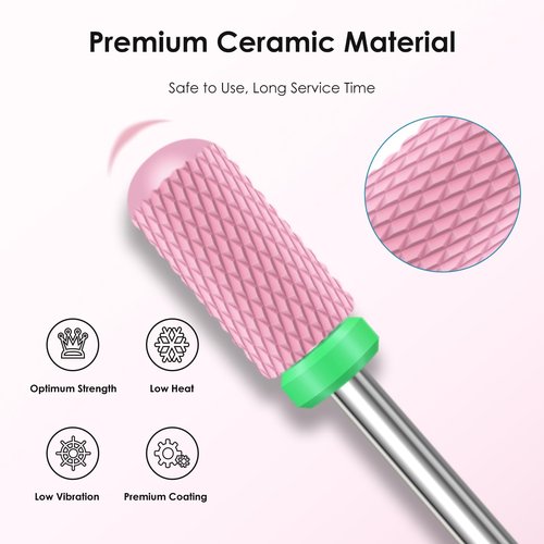 Depvko 10PCS Ceramic Nail Drill Bits, Professional 3/32 inch Electric Manicure Pedicure Drill Bits Nail Tech Set for Acrylic Gel Nails, Efile Cuticle Remover Safety Bit for Nail Drill File, Pink