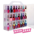 SUBAY Portable Nail Polish Organizer, Clear Double Side Nail Polish Holder,Gel Nail Storage for 48 Bottles with 6 Adjustable Dividers in Each Side Space Saver