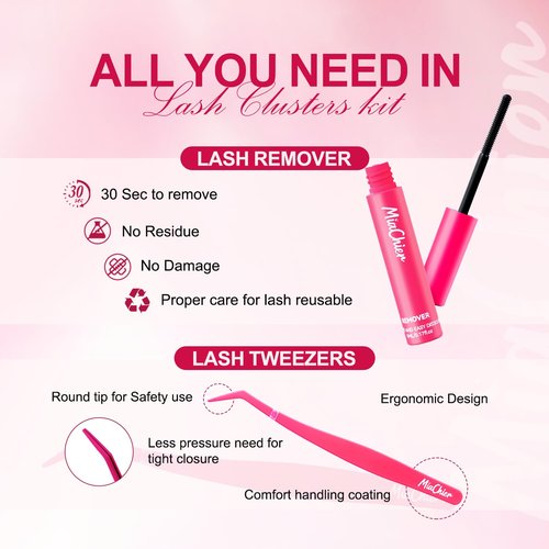 Invisible Band Lash Clusters Kit, 8-16mm C Curl 168pcs, Natural Wispy Individual Lashes, Luna Cat Eye Lash, Home DIY Lash Extensions, Waterproof Bond and Seal, Remover and Lash Tweezers