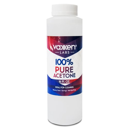 Vaxxen Labs 100% Pure Acetone (16 Fl/Oz) - Made in USA, Professional Strength Nail Polish Remover for Nail Polish, Gels, Acrylic and Sculptured Nails Clear