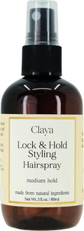 Claya Lock and Hold Styling Hairspray - Natural Ingredients, Plant-Powered Hold for Sensitive Skin | Medium Hold
